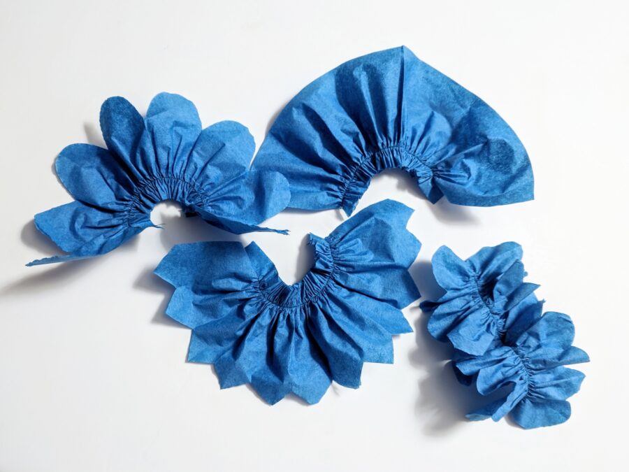 Blue ruffled paper